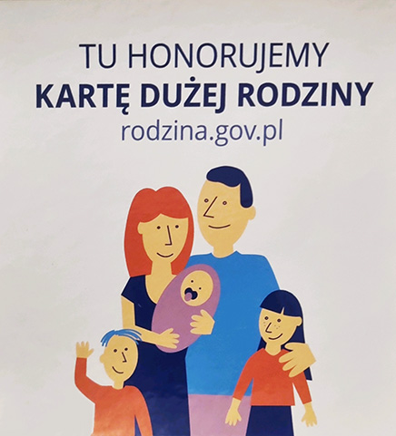 Tu honorujemy Kartę Dużej Rodziny